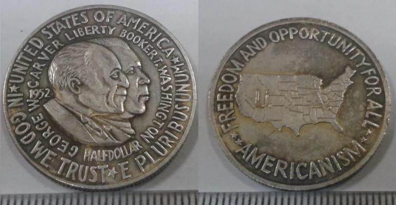 50 центов 1952 года "Джордж Вашингтон и Букер Талиафер Вашингтон"